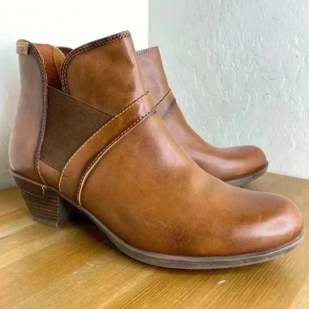 NEW PIKOLINOS Rotterdam Brown Leather Cuero Ankle Boot Size EU 41 US 10